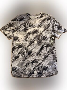 Russell Athletic Men’s Black & Gray Marble Print Short-Sleeve Tee